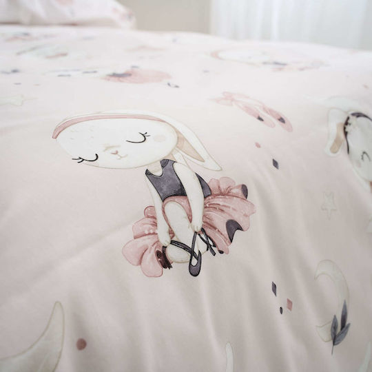 Vesta Home Set Kinderbettlaken Baumwolle Ballarina Rosa 170x260cm 3 Stück