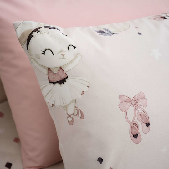 Vesta Home Set Kinderbettlaken Baumwolle Ballarina Rosa 170x260cm 3 Stück
