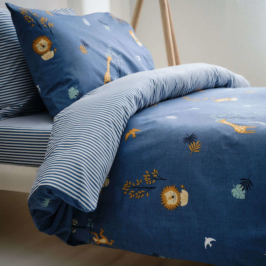 Vesta Home Set Cearceafuri Single Din Bumbac Max Albastre 170x260cm 3 Bucăți