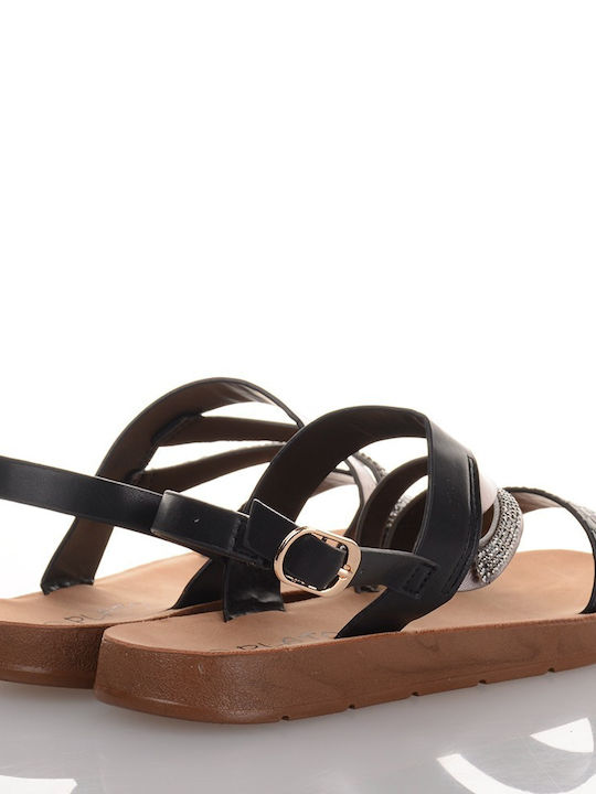 Famous Shoes Women's Flat Sandals in Black Color