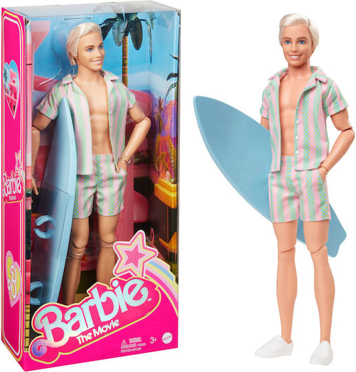 Barbie The Movie Wearing Pastel Striped Beach Matching Set Collectible Boy Doll Ken for 3+ years+ Years 33.02cm