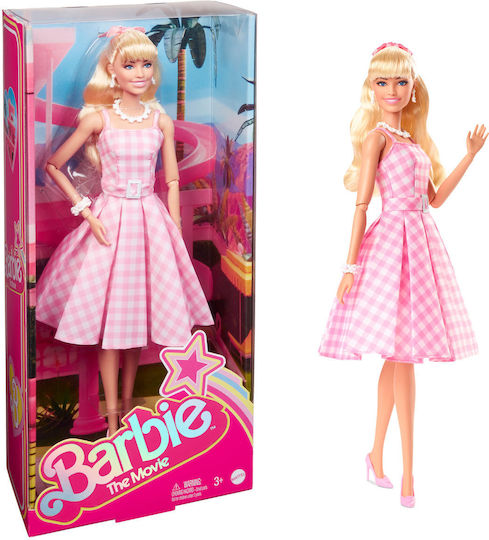 Barbie The Movie Margot Robbie in Pink Gingham Dress Collectible Doll for 3+ years+ Years 30cm