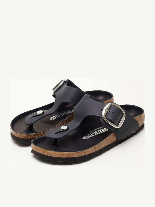 Gizeh Leather Women's Flat Sandals Anatomic in Black Color