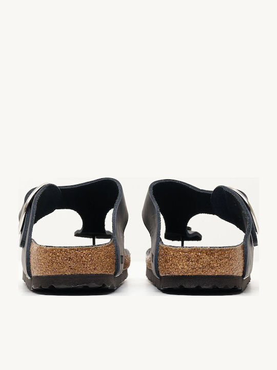 Gizeh Leather Women's Flat Sandals Anatomic in Black Color