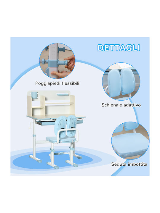 Kinder Schreibtisch Hellblau 80x52x88-109cm