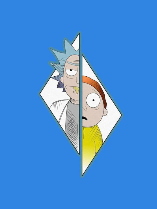 Takeposition T-shirt Rick And Morty Half faces σε Μπλε χρώμα