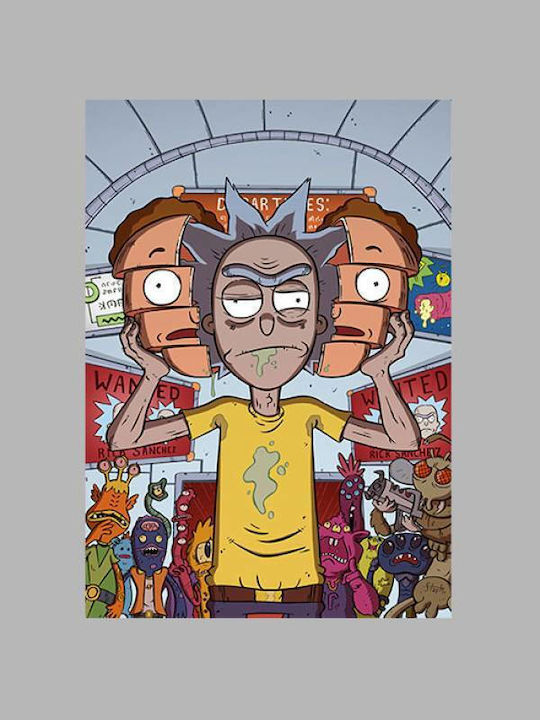 Takeposition T-shirt Rick And Morty Rick Wanted σε Γκρι χρώμα