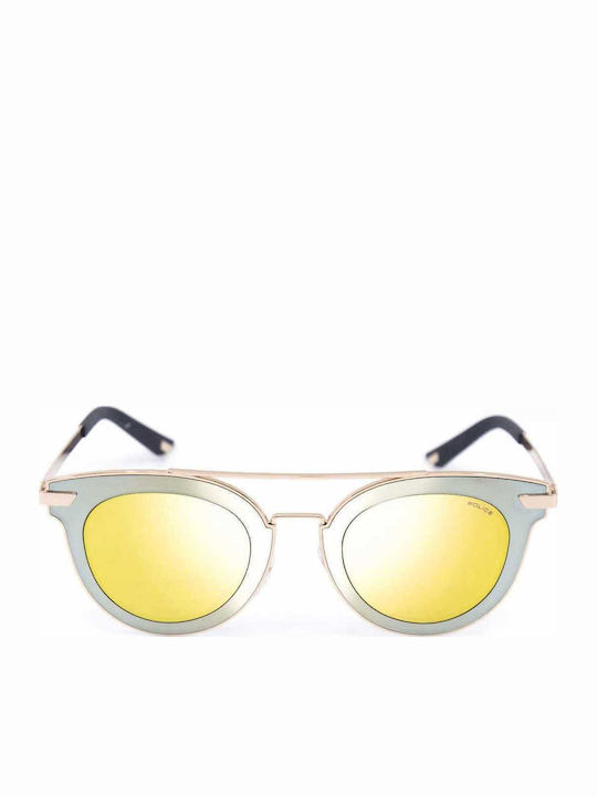 Police Halo 2 Women's Sunglasses with Gold Frame and Yellow Gradient Lens SPL349 300G