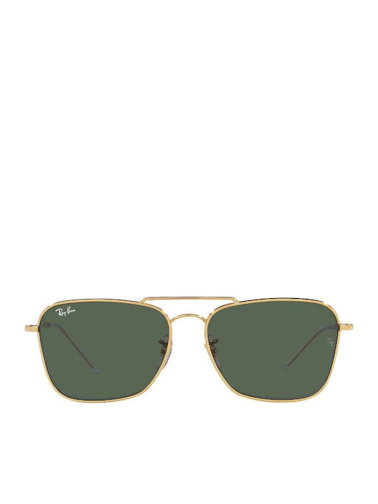 Ray Ban Caravan Reverse Unisex Γυαλιά Ηλίου με Χρυσό Μεταλλικό Σκελετό και Πράσινο Φακό RB0102 001/VR