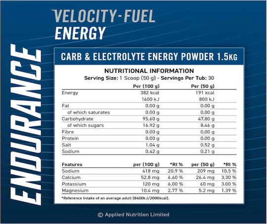 Applied Nutrition Endurance Velocity Fuel Energy Explozie de portocală 1500gr