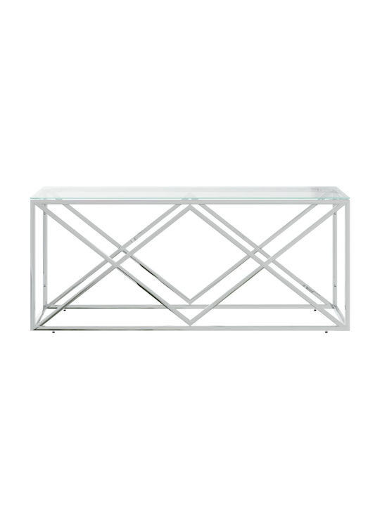 Masa De Cafea Centrală Rectangulară Din Sticlă Argintie L110xL45xÎ45cm