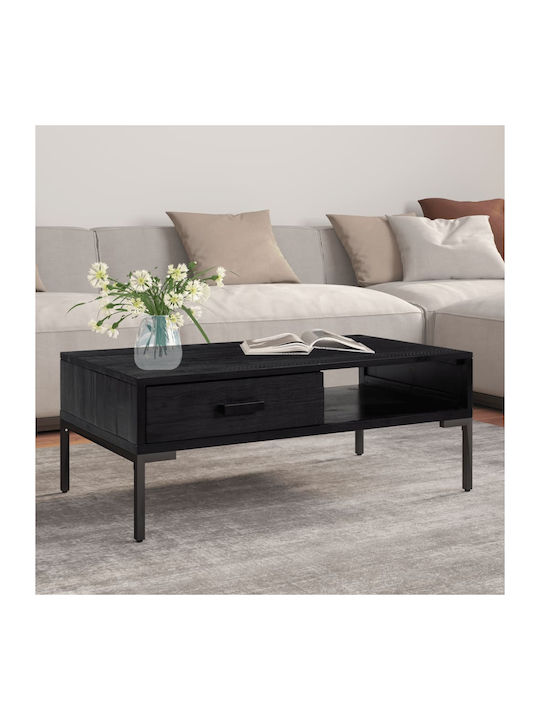 Rectangular Solid Wood Coffee Table Black L90xW50xH35cm