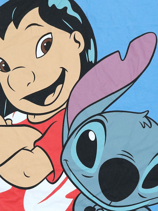 Disney Καλοκαιρινό Βαμβακερό Γυναικείο Νυχτικό Μπλε Lilo & Stitch