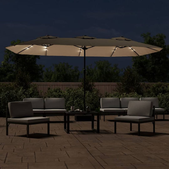 Quadratischer Kunststoff-Garten- und Terrassen-Sonnenschirm Braune 4,49x2,65xH2,45m