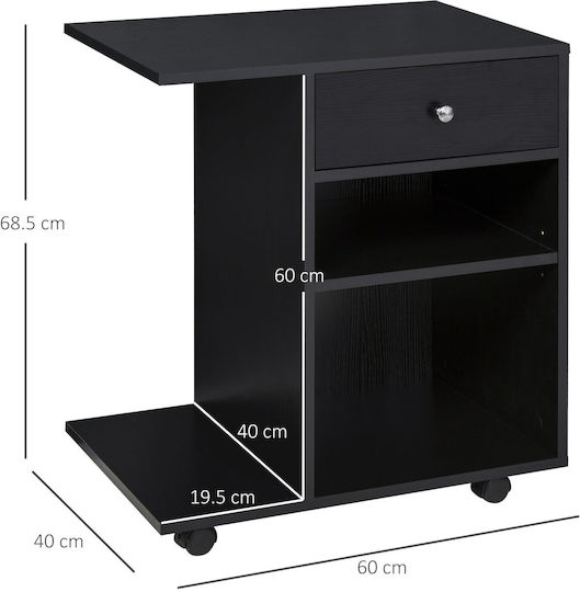 Office Storage Chipboard Drawer with Wheels & 1 Drawers Black L60xW40xH68.5cm