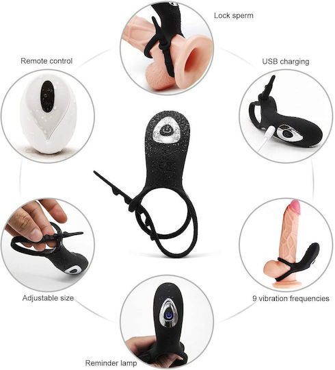Kinksters Vibrating Cock Ring Schwanz Silikon Schwarz