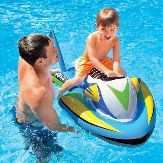 Intex Wave Rider Παιδικό Φουσκωτό Ride On Θαλάσσης Jet Ski με Χειρολαβές Μπλε 117x77cm