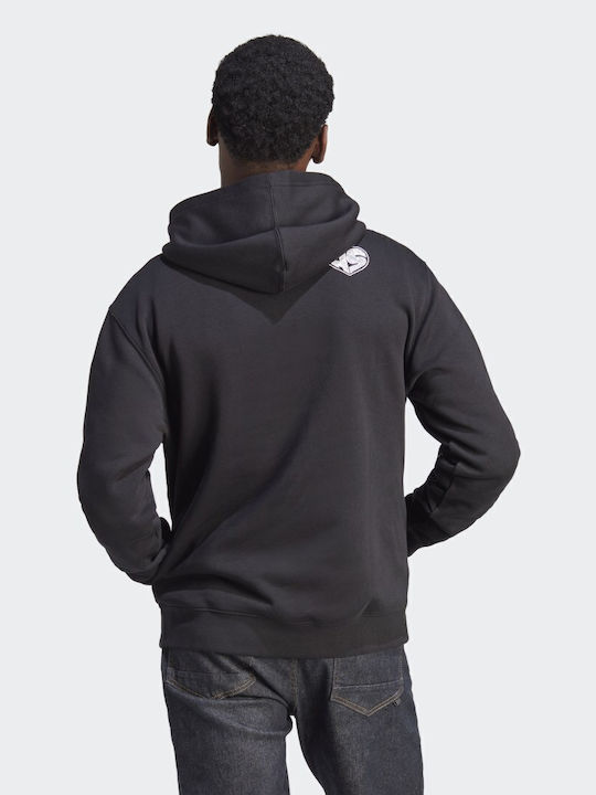 Scribble Fleece Фуутър с Качулка Черен