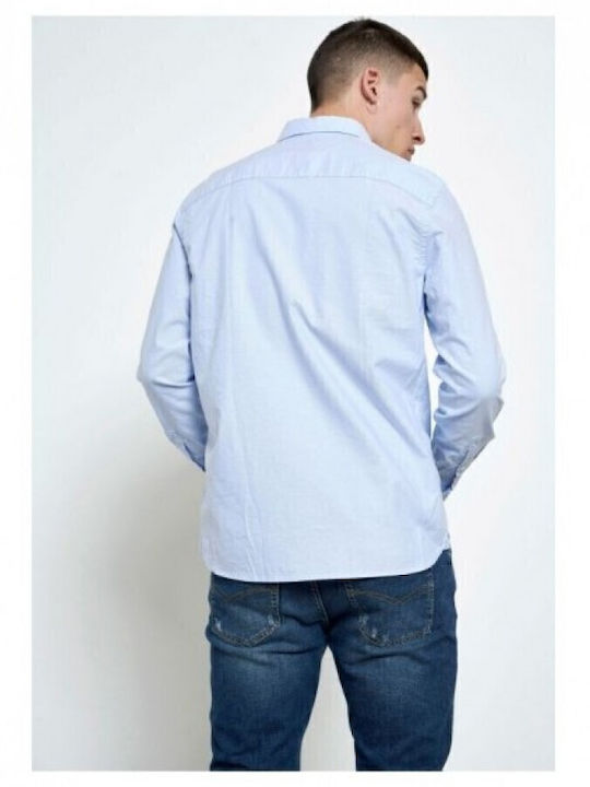 Long Sleeve Cotton Shirt in Regular Fit Light Blue