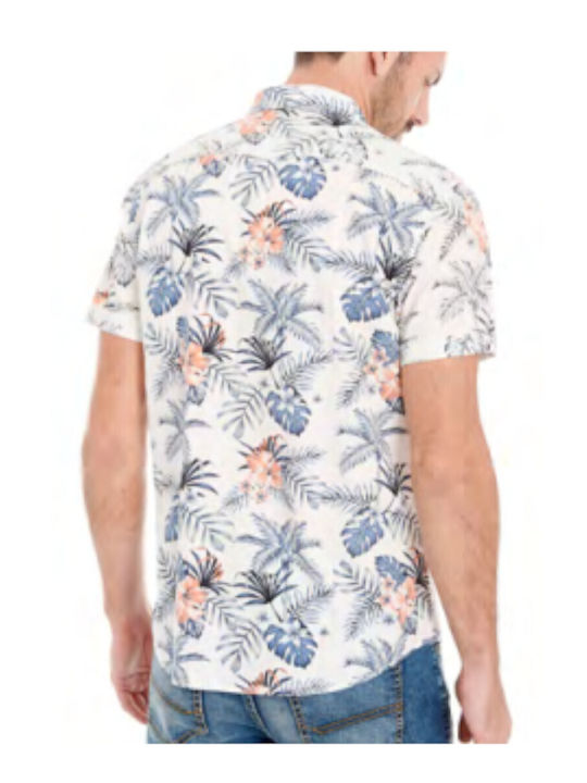 Garage Fifty5 Men's Shirt Short Sleeve Cotton Floral White