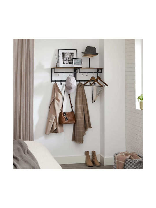 Vasagle Antique Wooden Wall Hanger 8 Hooks Brown 40x24x24cm