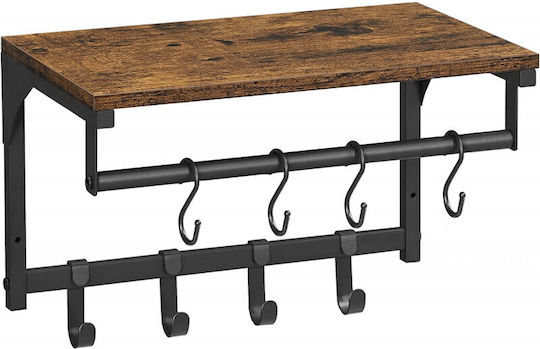 Vasagle Antique Wooden Wall Hanger 8 Hooks Brown 40x24x24cm