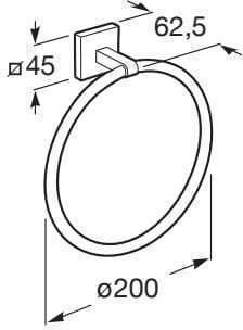 Roca Cubica Bathroom Hook Ring Single with Screws Silver