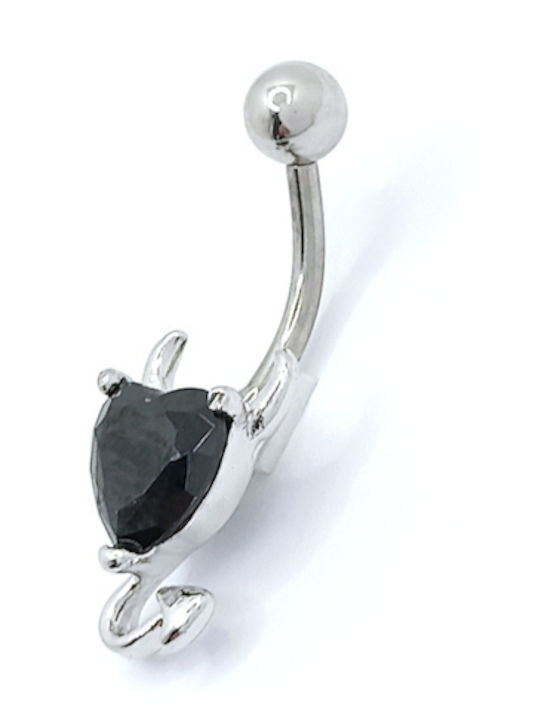 PS Silver Belly Button Piercing Earring Black Steel
