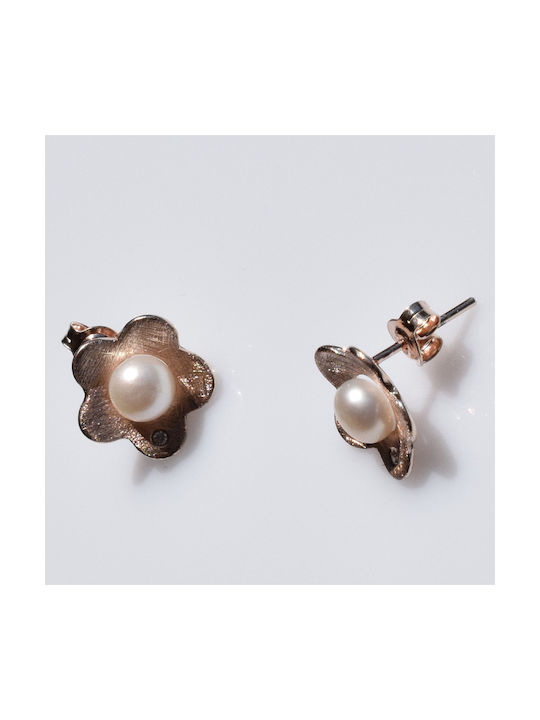 Bizoutaki Earrings made of Silver with Stones & Pearls