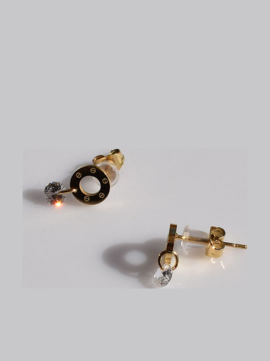 Bizoutaki Earrings made of Steel Gold Plated with Stones