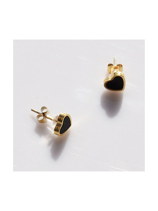 Bizoutaki Earrings made of Steel Gold Plated with Stones