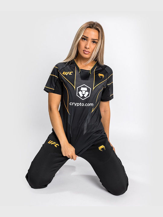 Venum Femei Cu mânecă scurtă Tricou VNMUFC-00147-126 pentru MMA Neagră