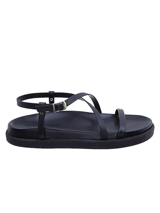 Softies Leather Women's Flat Sandals Anatomic in Black Color