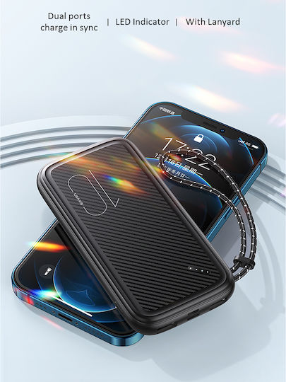 Usams PB56 Power Bank 10000mAh με 2 Θύρες USB-A Μαύρο