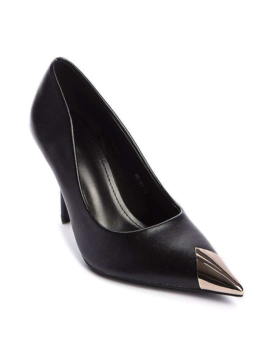 Keep Fred Synthetic Leather Pointed Toe Stiletto Black High Heels