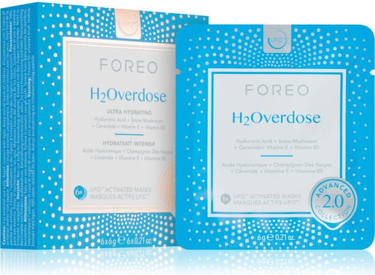 Foreo UFO H2overdose 2.0 Μάσκα Ομορφιάς Προσώπου για Ενυδάτωση 6 τμχ x 6gr