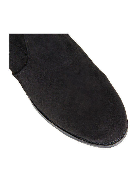 Suede Γυναικείες Μπότες Πάνω από το Γόνατο Μαύρες
