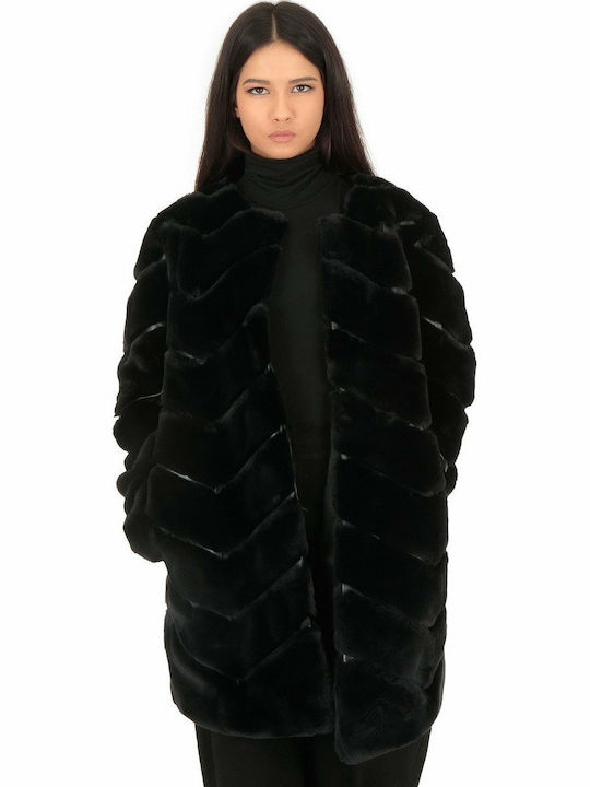 Frauen Pelz Schwarz FUR-83543 (BLK)