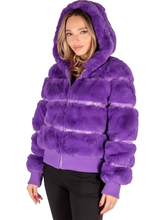 Women's Short Fur Purple