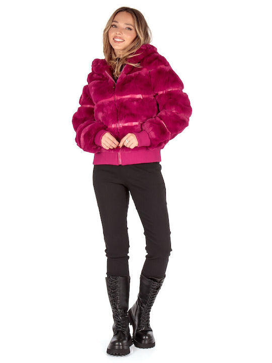 Women's Short Fur Fuchsia
