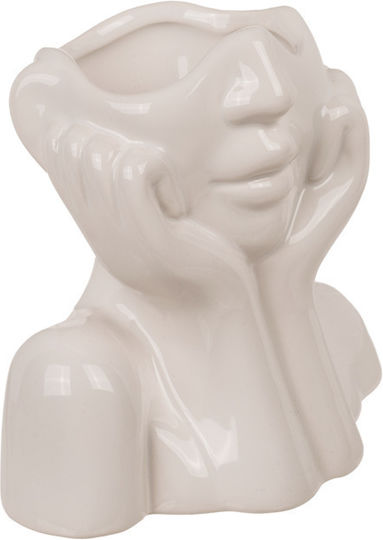 Out of the Blue Vază Ceramică Față Albă 14x7xÎ14cm