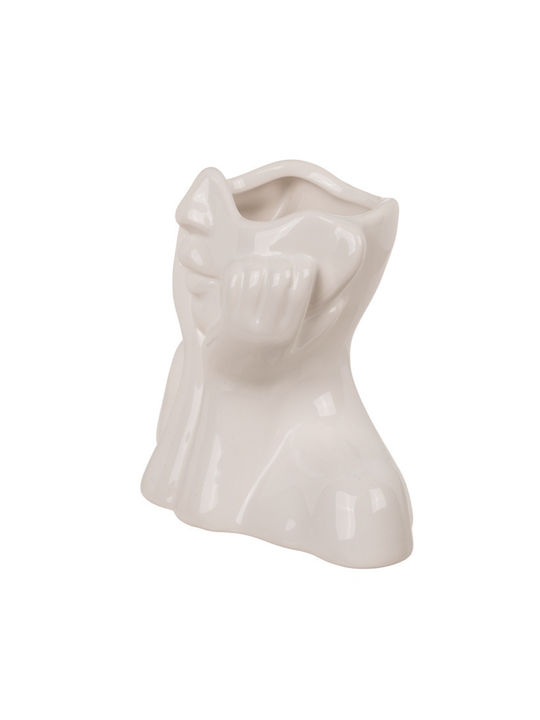 Out of the Blue Vază Decorativă Ceramică Face Albă 14x7xÎ14cm