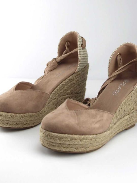 Plato Women's Synthetic Leather Platform Espadrilles Khaki -KHAI