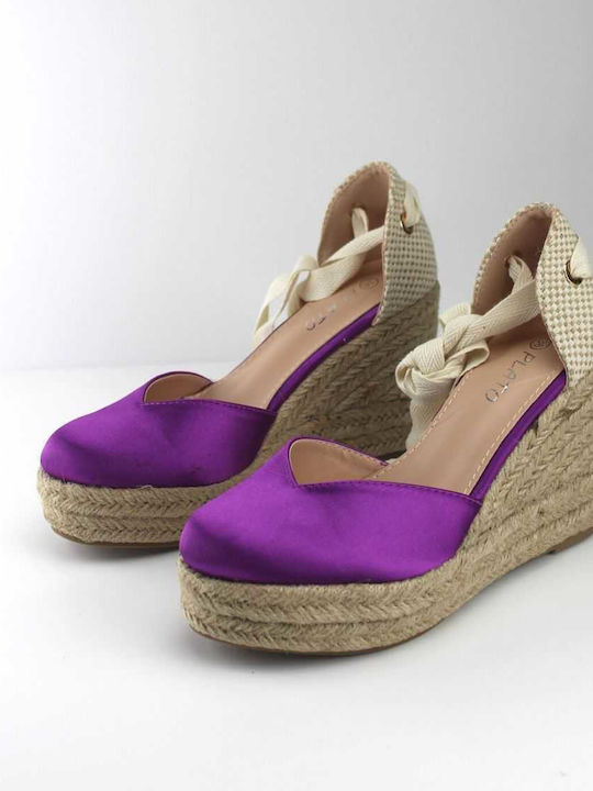 Plato Women's Fabric Platform Espadrilles Purple -PURPLE