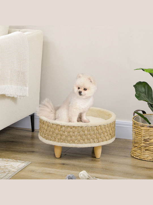 Pawhut Elevated Dog Bed Beige 48x48cm