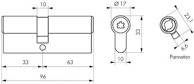 Thirard Lock Cylinder Security with 4 Keys Silver