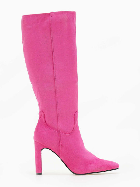 The Fashion Project Suede Cizme dama cu toc înalt Fuchsia