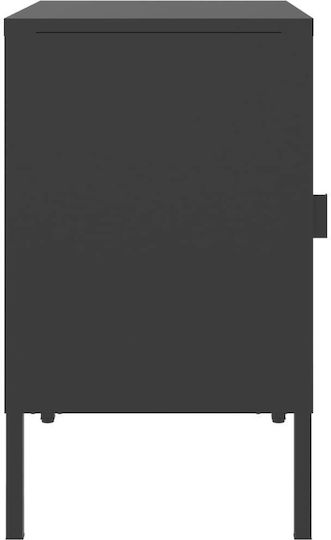 Комод Метален със Стъклената Повърхност Черен 50x35x60см