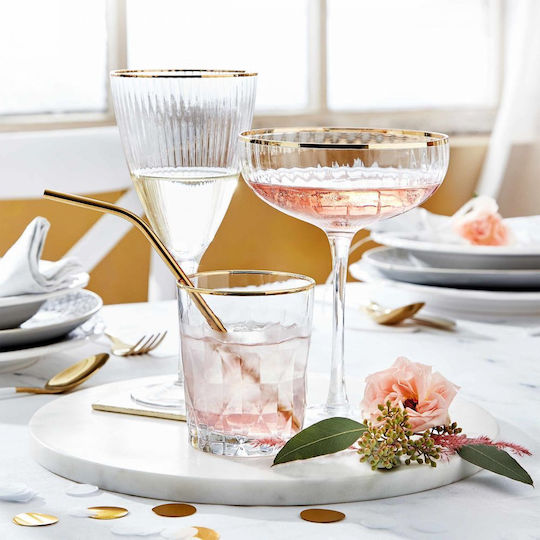 Butlers Ποτήρι από Γυαλί σε Χρυσό Χρώμα Κολωνάτο 400ml