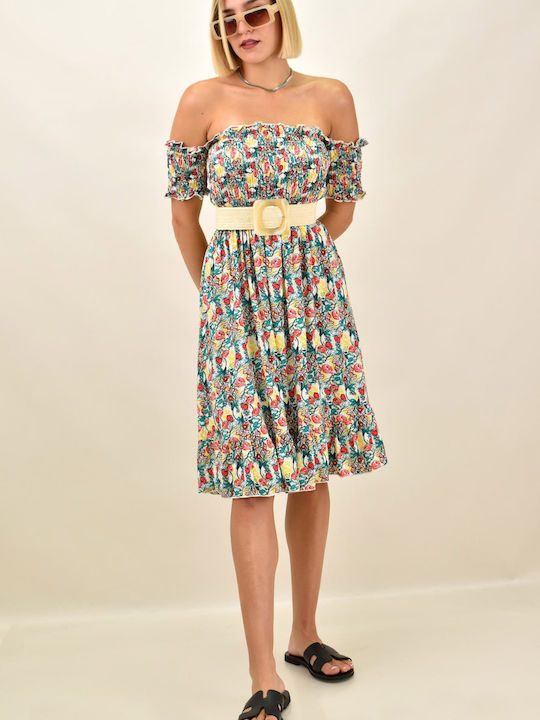 Potre Summer Midi Dress with Ruffle Floral